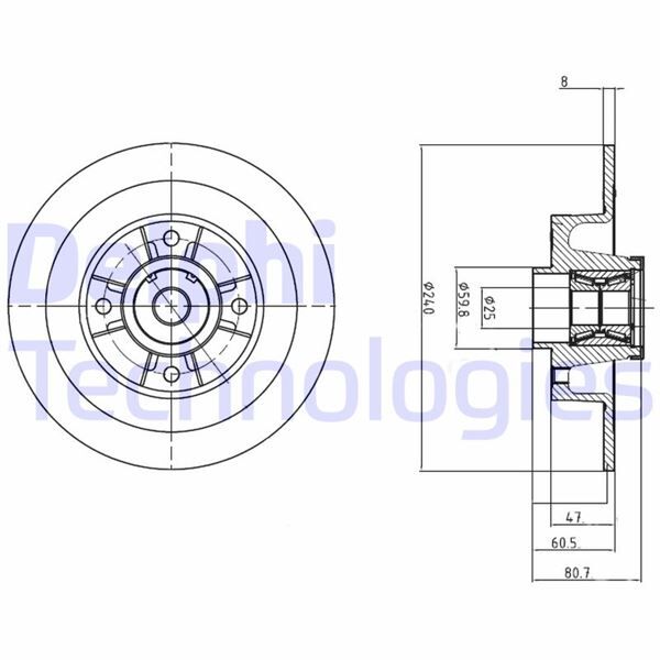 DELPHI BG9028RS ARKA FREN AYNASI RENAULT MEGANE II 02> MODUS 04> CLIO III 05> 240x82.5x4DELİK RULMANLI ABS SENSÖRLÜ