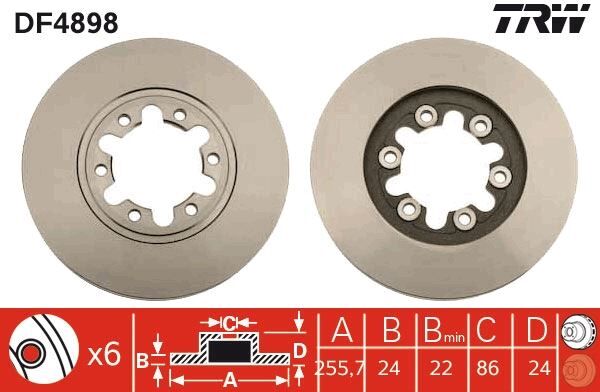 TRW DF4898 FREN DİSKİ ÖN FORD RANGER 98> 4x2 ÇAP: 256mm