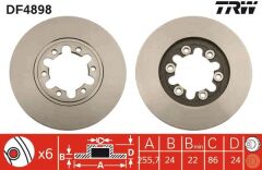 TRW DF4898 FREN DİSKİ ÖN FORD RANGER 98> 4x2 ÇAP: 256mm