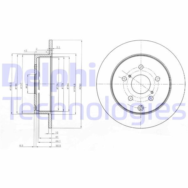 DELPHI BG4051 ARKA FREN DİSKİ DOLU TİP TOYOTA AVENSIS 2.0L 1AZ-FE 1AZFSE 1CD-FTV AZT250 CDT250 03-08 / COROLLA V ERSO 1.6L 3ZZ-FE ZNR10 04-09 2.2L 2ADFTV AUR10 04-09 1.8L 1ZZ-FE ZNR11 04-> 290 çap X 5 bijon - T