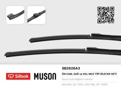 SILBAK SB2626A3 SİLECEK SÜPÜRGESİ 650/650MM MUZ TİPİ PORSCHE CAYENNE-TOUAREG 09/02