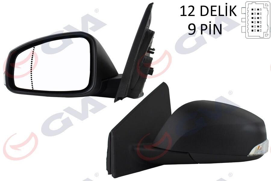 DIŞ DİKİZ AYNASI SOL MEGANE-FLUENCE 08> ELEKTRİKLİ ISITMALI SİNYALLİ SENSÖRLÜ ASFERİK 9 FİŞ VM-6138EHSAL