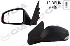 DIŞ DİKİZ AYNASI SOL MEGANE-FLUENCE 08> ELEKTRİKLİ ISITMALI SİNYALLİ SENSÖRLÜ ASFERİK 9 FİŞ VM-6138EHSAL