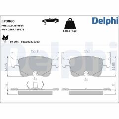 DELPHI LP3860 FREN BALATASI AUDI A3-VW CADDY-GOLF 07/2019>