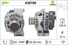 VALEO 439780 ALTERNATOR A115 14V 120A. FCA 500 C 07- FIORINO 07- NEMO 10- BIPPER 10>