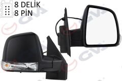 DIŞ DİKİZ AYNASI SAĞ DOBLO 11> ELEKTRİKLİ SİNYALLİ SİYAH KAPAKLI TEK CAM KONVEKS 8 FİŞ VM-668EHR