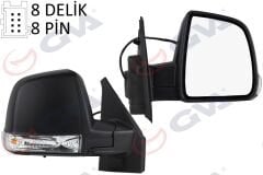 GVA 1029175 DIŞ DİKİZ AYNASI SAĞ DOBLO 11> ELEKTRİKLİ SİNYALLİ SİYAH KAPAKLI TEK CAM KONVEKS 8 FİŞ VM-668EHR