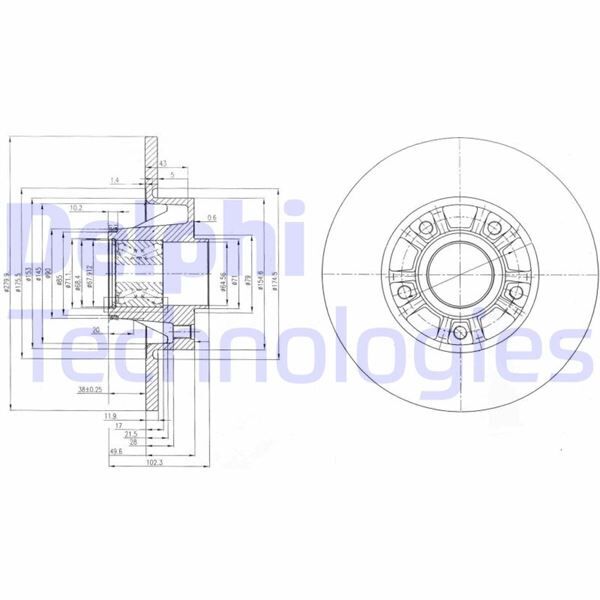 DELPHI BG9031RS ARKA FREN AYNASI RENAULT TRAFIC II 01>06 OPEL VİVARO 01>06 280x12x5DELİK