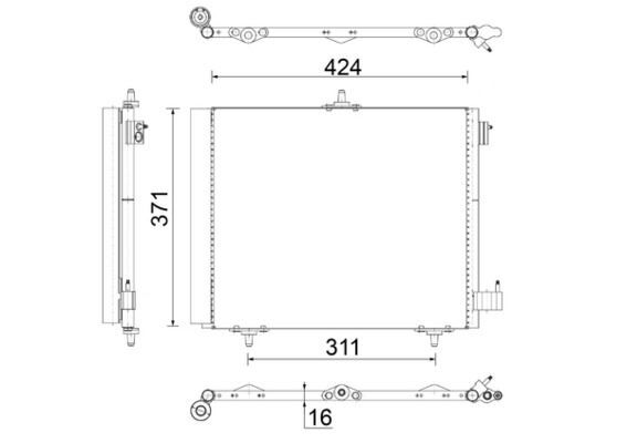 MAHLE AC460000S KONDENSER P207-P208-P1007-P2008 05 >-C2-C3-C3 II 03>DS 3 14> 1.4 1.6HDI KURUTUCU İLE AL/AL 420X371X1 6