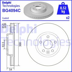 DELPHI BG4094C FREN DISKI ON FORD MONDEO IV S-MAX . LAND ROVER FREELANDER II L359 RANGE ROVER EVOQUE L538