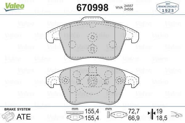VALEO 670998 ÖN BALATA C4 PICASSO 06 >11 > P5008 1.6 16V-2.0 16V-2.0 HDI 08 >12 >P3008 12 > DS4 11 > DS5 12 >