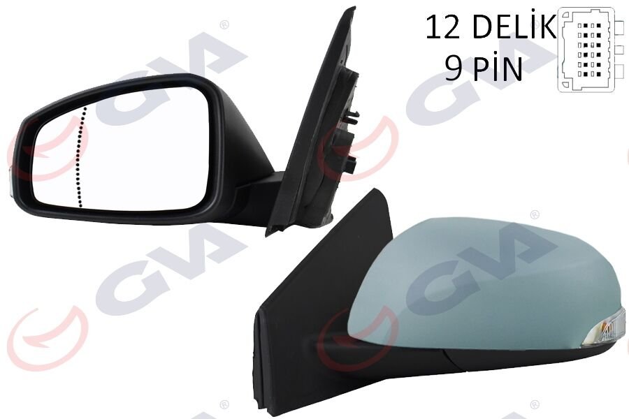 DIŞ DİKİZ AYNASI SOL MEGANE-FLUENCE 08> ELEKTRİKLİ ISITMALI SİNYALLİ SENSÖRLÜ ISITMALI ASTARLI ASFERİK 9 FİŞ VM-6138EHPSAL