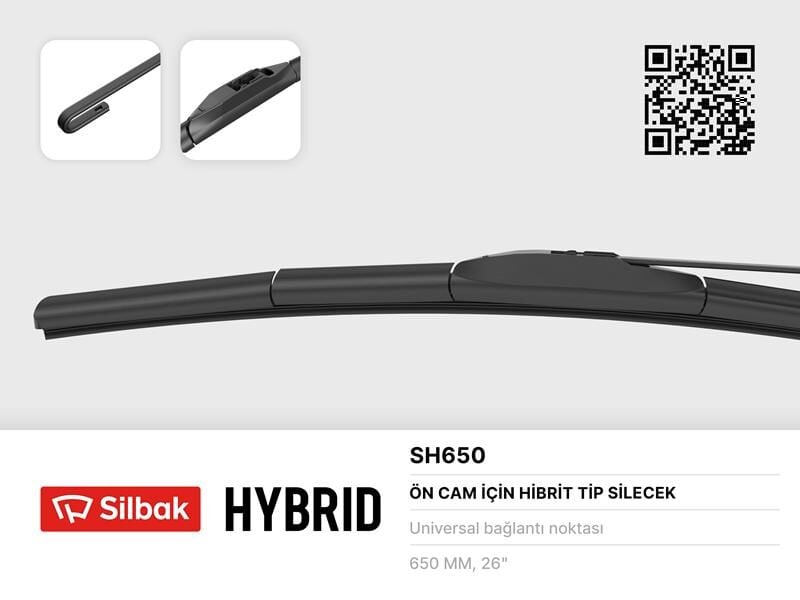 SILBAK SH650 SİLECEK SÜPÜRGESİ HYBRID TİPİ 650mm ÜNİVERSAL