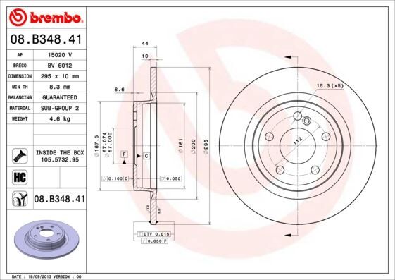 BREMBO 08B34841 FREN DISKI ARKA MERCEDES W176 W246 C117 X156