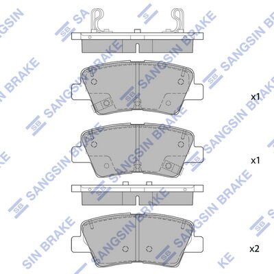 SANGSIN SP1846 ARKA FREN BALATA HYUNDAI ELANTRA 1.6L D4FB G4FG 6 vites 16-> / i20 1.1L 1.2L 1.4L 15-> / KIA SPORTAG E 1.6L G4FJ 7 vites 15-> ÜSTTEN DELİKLİ TİP