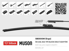SILBAK SBE600M SİLECEK SÜPÜRGESİ MUZ TİPİ 600mm A. BC.C2.D VE U TİPİ KOLLAR ICIN MULTİ ADAPTORLÜ