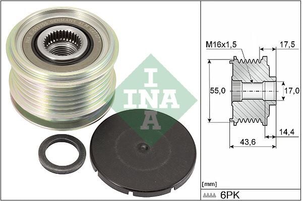 INA 535010510 ALTERNATÖR KASNAĞI CLIO II-MGN-KNG-SCENIC K4M-K4J-K9K-F4P 6 KANAL AYARLI
