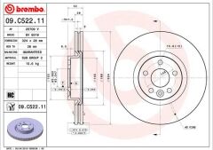 BREMBO 09C52211 ÖN FREN AYNASI ADET VOLVO XC60 D3 D4 D5 2.4D 2.0T 3.2 T5 T6 2008 >2017 CAP 324X5 BJN DELİKLİ