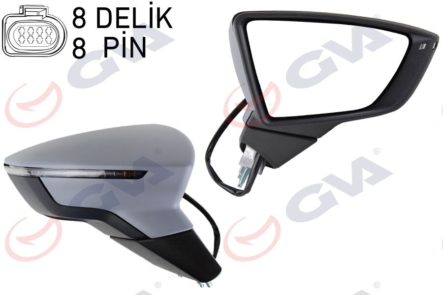 GVA 1061614 DIŞ DİKİZ AYNASI SAĞ LEON 12> ELEKTRİKLİ KATLANIR ISITMALI SENSÖRLÜ SİNYALLİ ASTARLI KONVEKS VM-367EBR