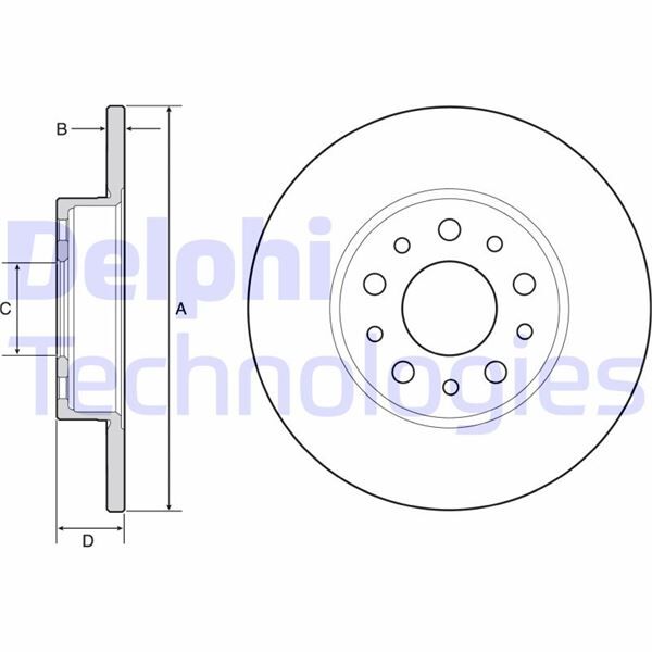 DELPHI BG4655C FREN DİSKİ ARKA FIAT 500 L 12> EGEA 15> 1.0 1.3 MTJ 1.4 1.6 MTJ 15> 251x41x5 DELİK