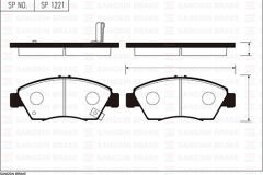 SANGSIN SP1221 ÖN FREN BALATA BÜYÜK TİP HONDA CIVIC 1.6L B16A2 VTEC 16v 160hp EK 96-98 / 1.4L D14 3 kapı - H/B ES 01-05 kalınlık : 16.00 mm