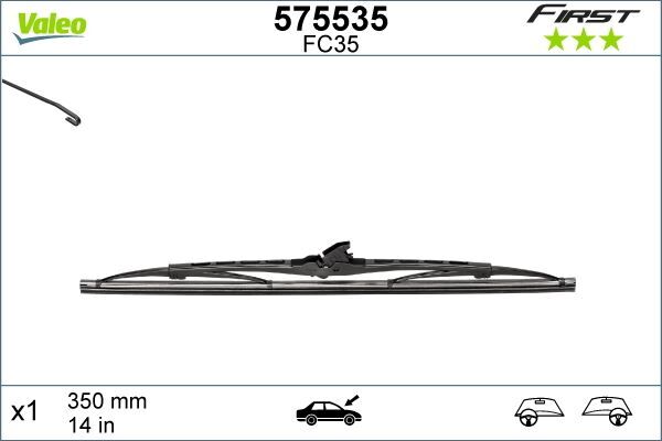 VALEO 575535 SİLECEK SÜPÜRGESİ 35cm x1 NORMAL TİP FİRST ÜNİVERSAL