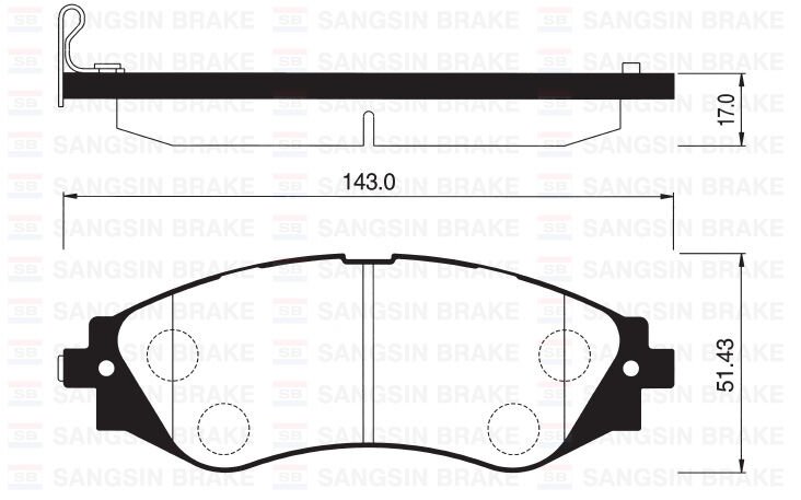 SANGSIN SP1102 ÖN FREN BALATASI LACETTI 1.4-1.6-1.8 2.0D 04> NUBIRA 1.4-1.6-1.8 2.0D 04>