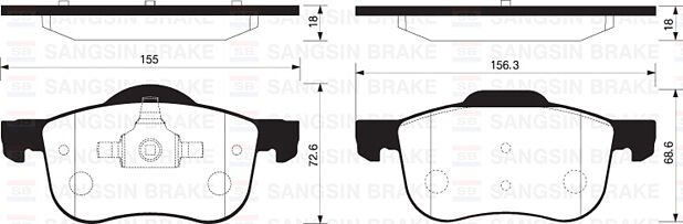 SANGSIN SP2122 ON FREN BALATASI VOLVO S60 00> S70 97>00 S80 98> V70 97>07 V70 01>07 XC70 00> XC90 02>12 16 JANT