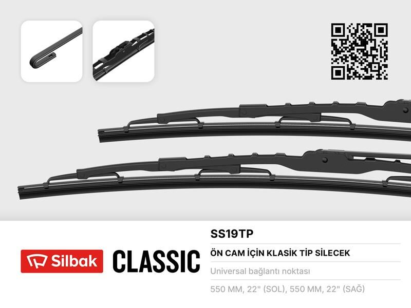 SILBAK SS19TP SİLECEK SÜPÜRGESİ 550MM BERLINGO-PARTNER <-08 BOXER-JUMPER-DUCATO <-06 P206-P306-XSARA-P406 SPRINTER -VW LT ST -TRANSIT T12-T15 91>00 MONDEO III 00>07 FIESTA IV 01>08 FUSION 01>12 FOCUS 98>04