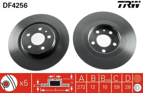 TRW DF4256 ARKA FREN AYNASI P807 2.0-2.2HDI 02> C8 2.0HDİ 2.2HDİ 02> ULYSSE 02> 272x12x5DL