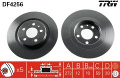 TRW DF4256 ARKA FREN AYNASI P807 2.0-2.2HDI 02> C8 2.0HDİ 2.2HDİ 02> ULYSSE 02> 272x12x5DL