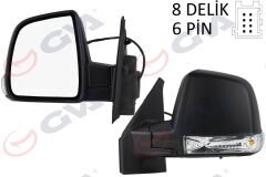 GVA 1029176 DIŞ DİKİZ AYNASI SOL DOBLO 11> ELEKTRİKLİ SİNYALLİ SİYAH KAPAKLI TEK CAM KONVEKS 6 FİŞ VM-668EHL