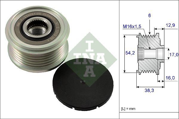 INA 535006210 ALTERNATÖR KASNAĞI RULMANLI P206-207-307-308-406-407-PARTNER-C2-C3-C4-C5-C8-XSARA 1.4-1.6-2.0HDI