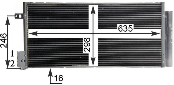 MAHLE AC505001S KLIMA RADYATORU OPEL CORSA D-COMBO 06> FIAT GRANDE PUNTO-BRAVO II-LINEA 1.3-1.7 CDTI-MTJ 1.6T 625x295x16
