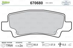 VALEO 670680 ARKA FREN BALATA TOYOTA COROLLA 1.4L 1.6L 4ZZ-FE 3ZZ-FE ZZE120 ZZE121 VVTi 02-06 / 1.4L 1NDTV NDE120 04-06