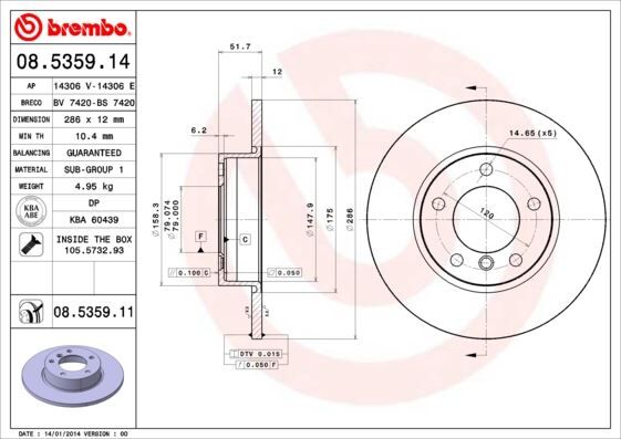 BREMBO 08535914 FREN DISKI ON BMW E36