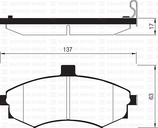 SANGSIN SP1152 ÖN FREN BALATA HYUNDAI MATRIX 1.5L D4FA CRDi dizel 05-> / ELANTRA 1.6L benzinli 01-03 - tepeli tip 137mm