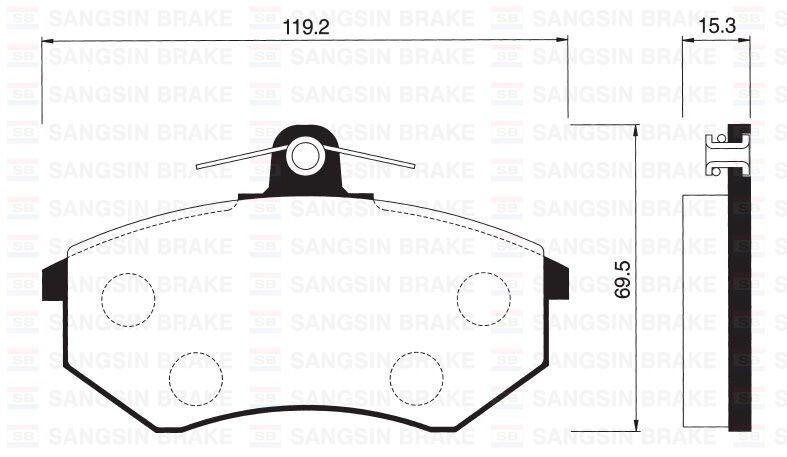 SANGSIN SP1043 ÖN FREN BALATA İNCE VW GOLF II III / POLO CLASSIC 95-> / PASSAT 88-97 / CADDY 95-04 / SEAT CORDOBA / IBIZA GDB1048-GDB1044
