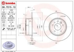 BREMBO 08701510 ARKA FREN AYNASI VECTRA B 1.6 2.0i. 2.5i. V6 95/4.02 SAAB 900 II 9.3 93/8.03 9.5 96 > 286x10x5DL