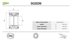 VALEO 502539 ON TEKERLEK RULMANI KIT VW Golf 1.6 1999-08-2007-03>