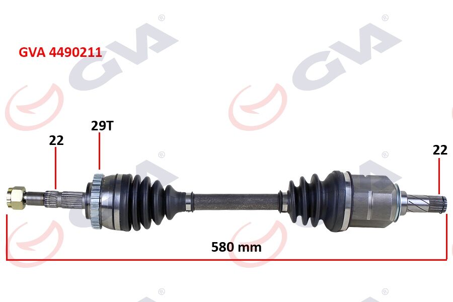 GVA 4490211 KOMPLE AKS SOL CORSA C-COMBO 1.2-1.4 16V 1.3 CDTI-1.7DTI 00-06 29 DİŞ ABS Lİ 580mm