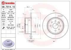 BREMBO 08701410 ARKA FREN AYNASI VECTRA B 96-02 270 x 10 x 4DL DOLU 90495268