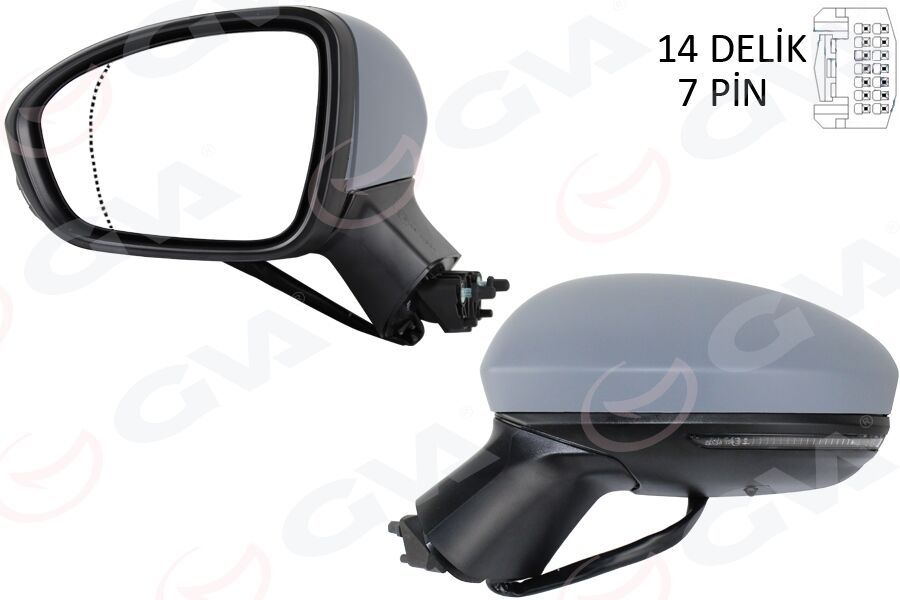 GVA 1014345 DIŞ DİKİZ AYNASI SOL ELEKTRİKLİ ISITMALI SİNYALLİ ASTARLI ASFERİK CLIO V 19- 12H7P