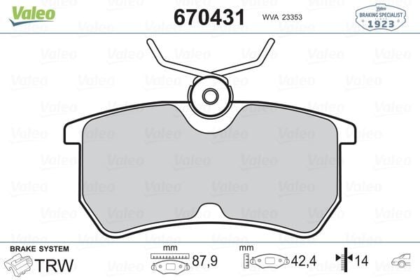 VALEO 670431 ARKA FREN BALATASI FOCUS I 98>04 FIESTA VI 17> GDB1354