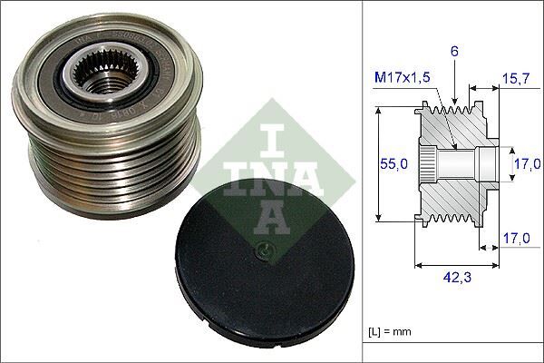INA 535015410 ALTERNATÖR KASNAĞI RENAULT CLIO IV 12> CAPTUR I 13> CLIO V 19> FLUENCE 09>12 KANGOO II 08> MEGANE II-III-IV TALISMAN 15>KADJAR 15>DACIA DUSTER 10>DOKKER 12>NISSAN JUKE 10> 1.5dCi 6 KANAL