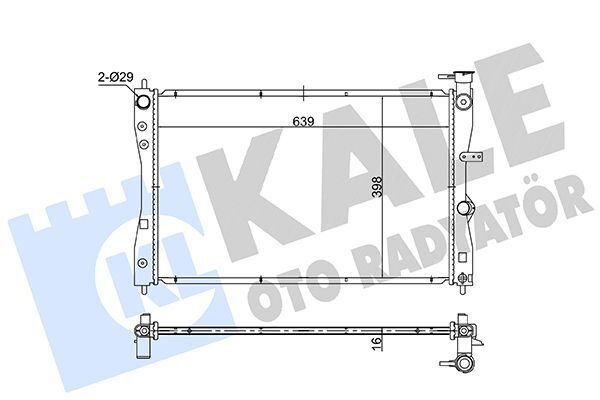 KALE 363540 SU RADYATÖRÜ MITSUBISHI COLT VI COLT CZC VI 1.1 1.3 1.5 04<12 - SMART FORFOUR 1.1 1.3 05<06 MT BR AZING 639X398X16