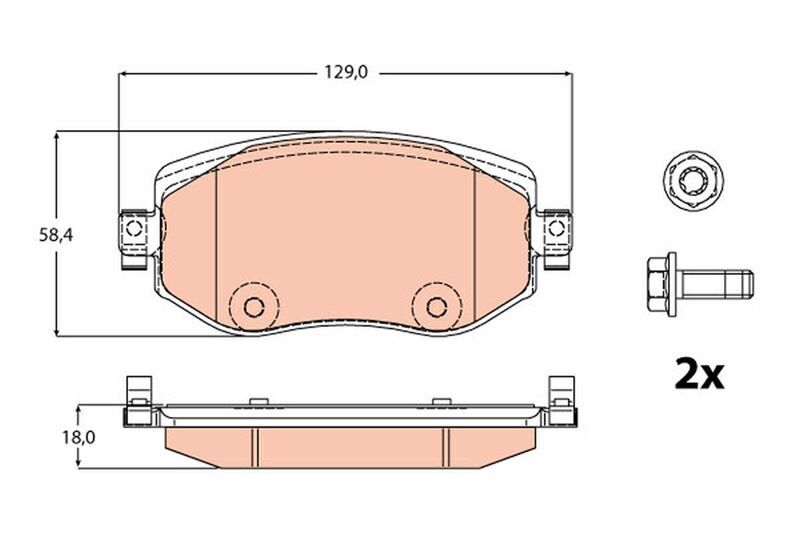 TRW GDB2175 ÖN FREN BALATASI RENAULT MEGANE IV 15> TÜM MOTOR TİPLERİ G:129MM Y:58.4 MM K:18MM