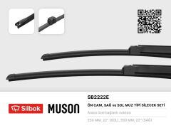 SILBAK SB2222E SİLECEK SÜPÜRGESİ 550/550mm MUZ TİPİ A4 03-04 CABRILOET 04-07 MERCEDES C-Class 03-07 MERCEDES CLK