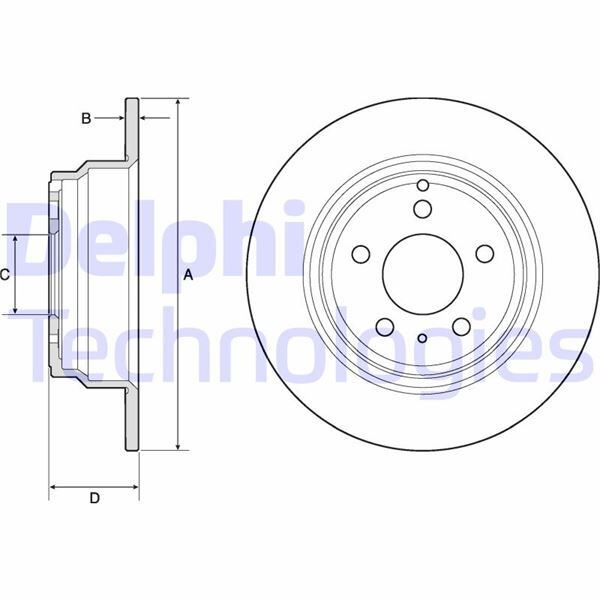 DELPHI BG2842 ARKA FREN AYNASI VOLVO 850 91-97 -S70-C70-V70-960-2.0-2.5-2.5 20V-2.5TDI 97 > 295x5DLxHAVALI