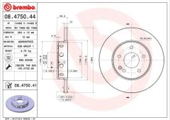 BREMBO 08475044 FREN DISKI ON MERCEDES C-CLASS W202 93>00